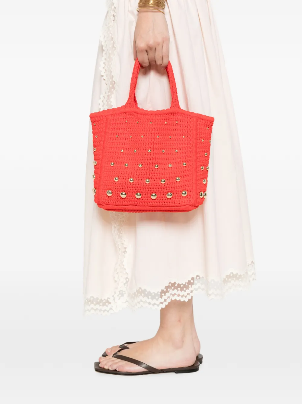  Sandro Bolso Shopper Con Apliques - Rojo 