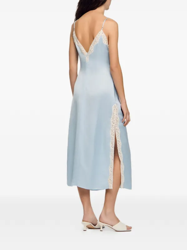 sandro blue lace dress SANDRO Ruched lace-detail Dress | Blue