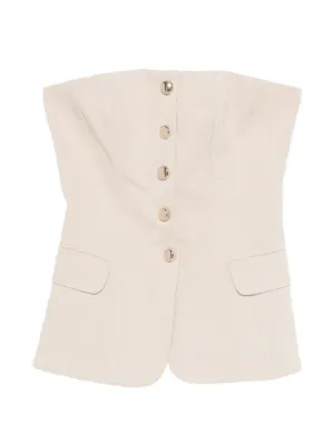 Maje Sleeveless button-front Top | Neutrals | FARFETCH IN