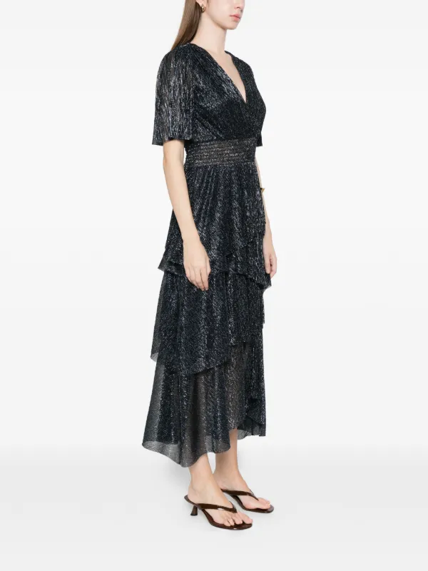 maje long metallic dress Long metallic dress