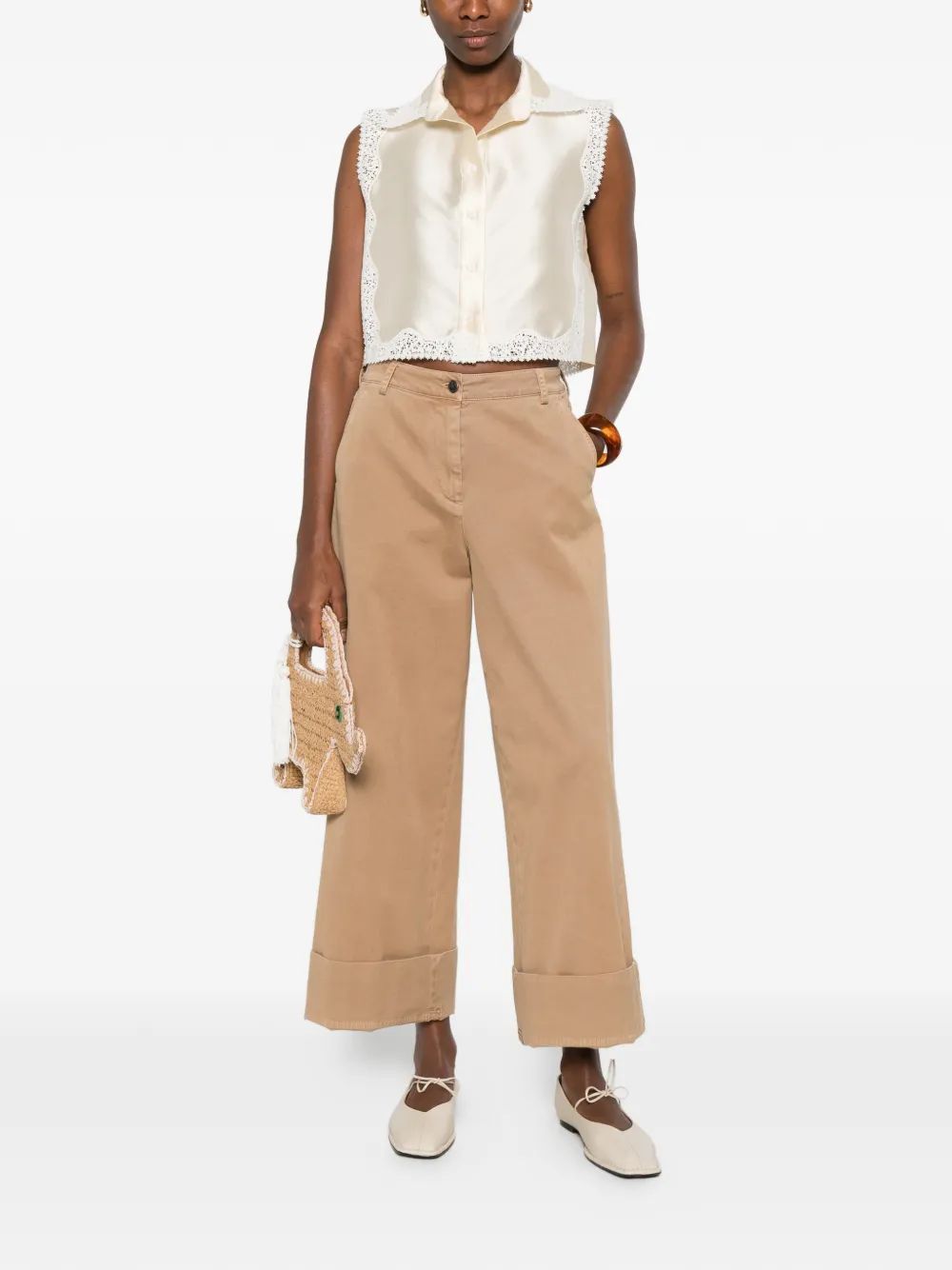  Sandro Lace-panel Shirt - Neutrals 