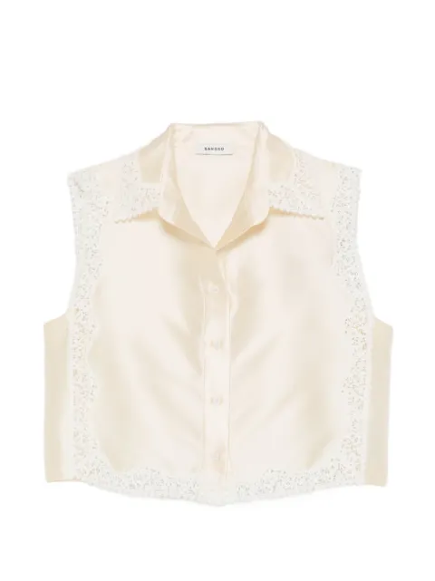 SANDRO lace-panel shirt