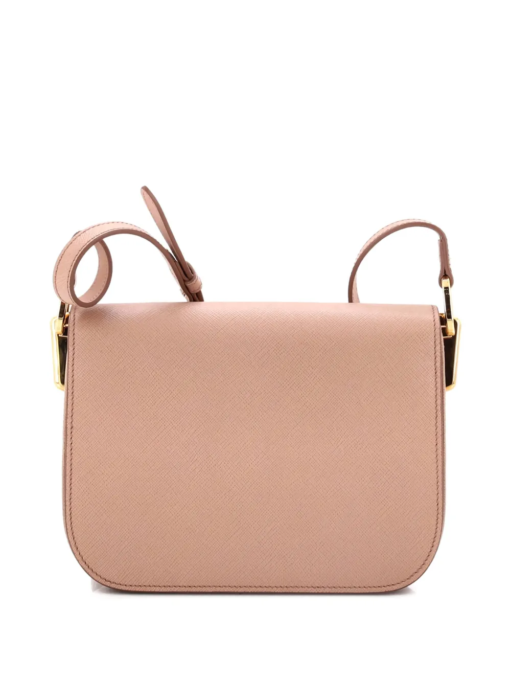 Pre-owned Prada Embleme Flap Bag Saffiano Leather Small Shoulder Bag In Neutral