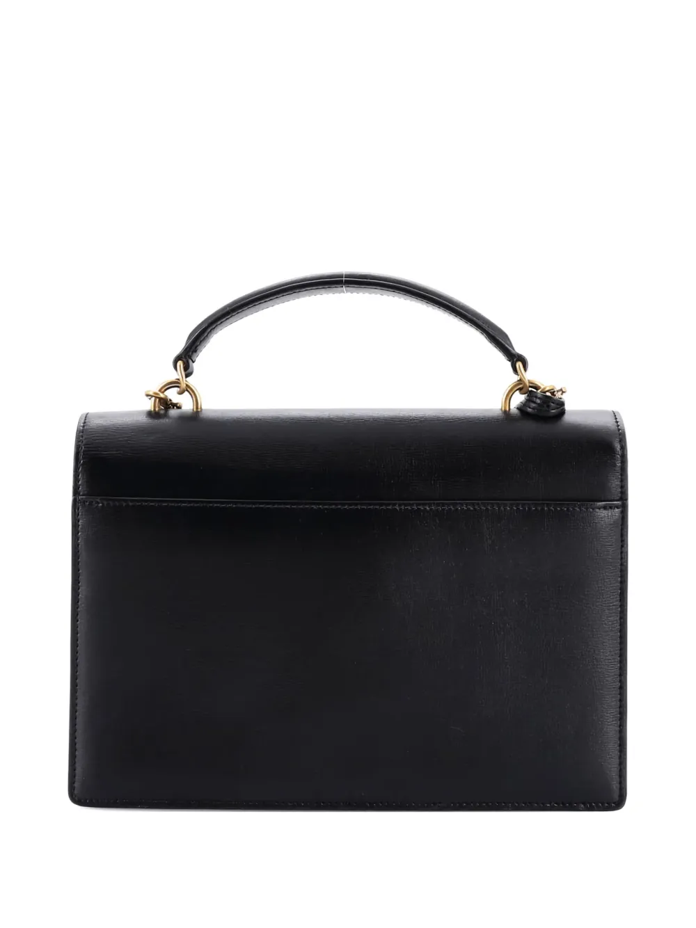 Pre-owned Saint Laurent Sunset Top Handle Leather Medium Shoulder Bag In Black