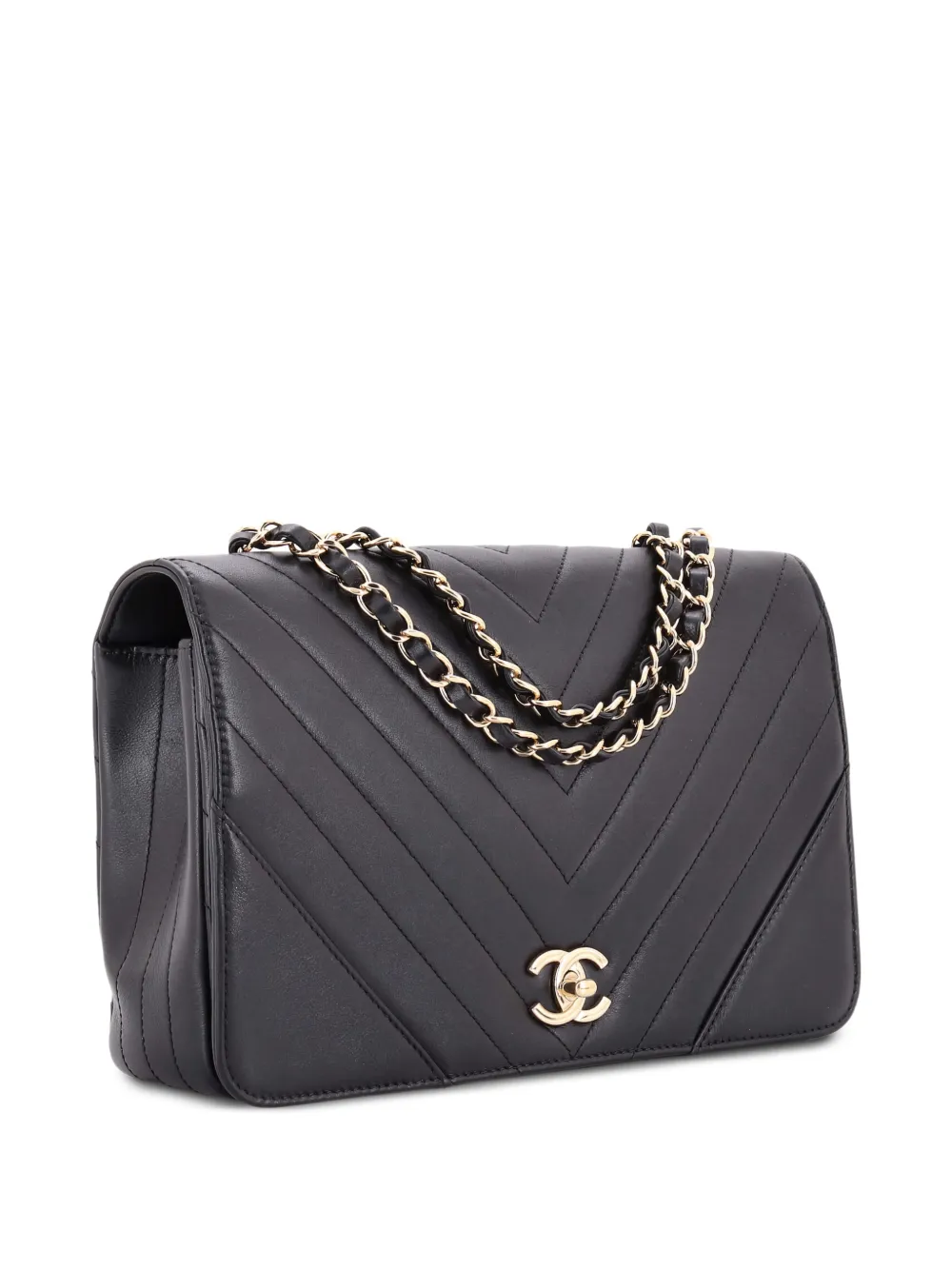 CHANEL Pre-Owned Statement Flap Bag Chevron Calfskin Medium shoulder bag - Nero