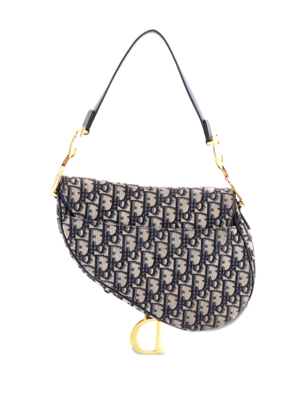 Pre-owned Dior Saddle Handbag Oblique Canvas Medium Shoulder Bag In Blue