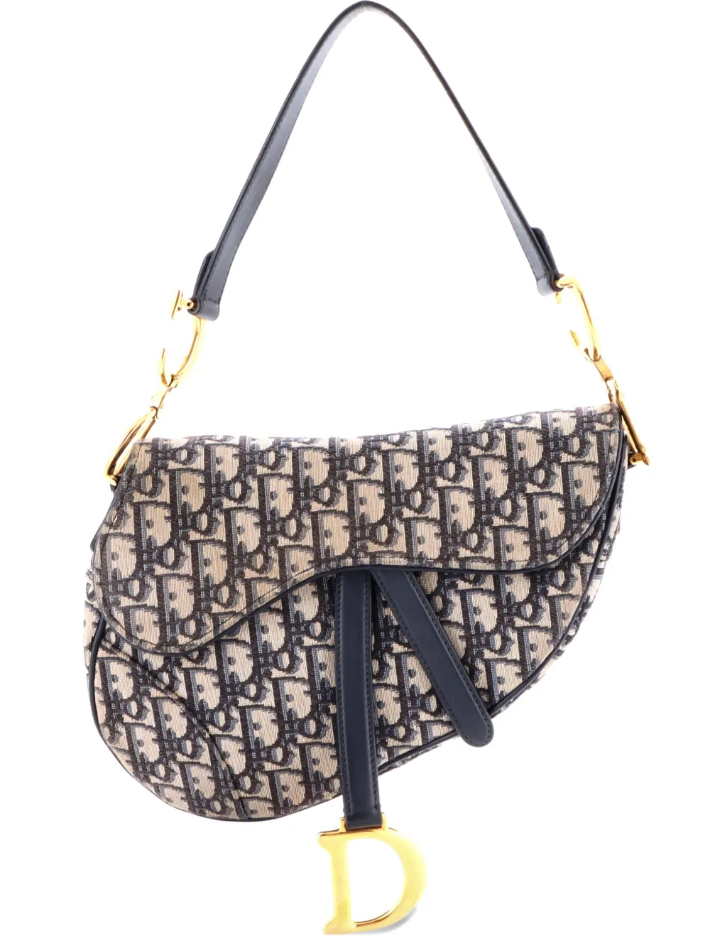 Christian Dior Pre-Owned Saddle Handbag Oblique Canvas Medium shoulder bag - Blu