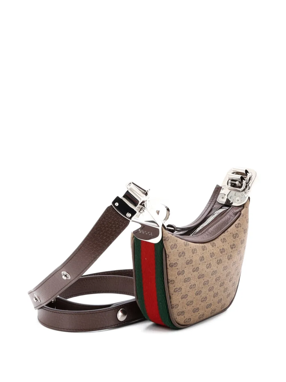 Pre-owned Gucci Attache Shoulder Bag Micro Gg Coated Canvas Mini Hobo Bag In Brown