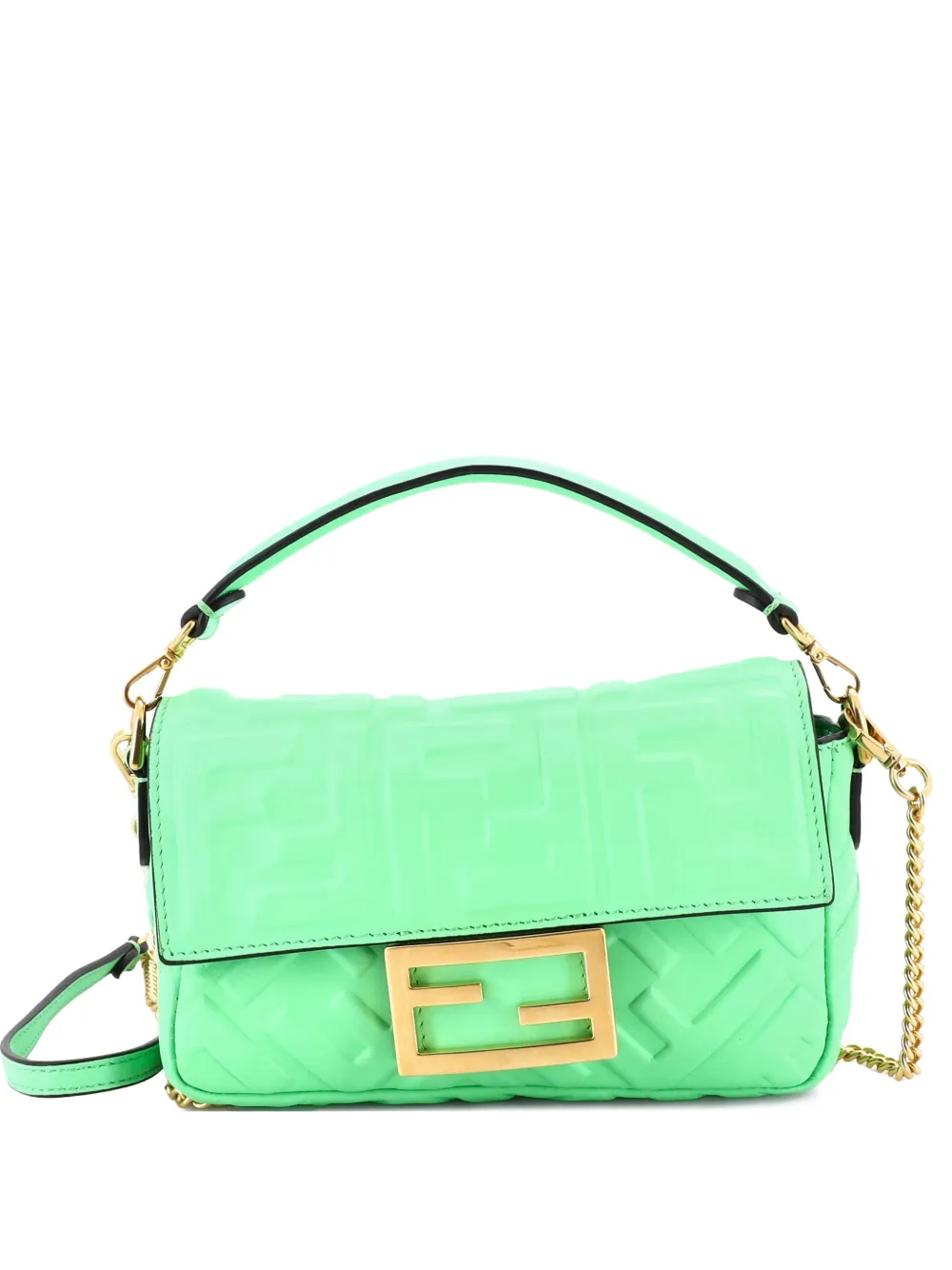 Fendi Pre-Owned Baguette NM Bag Zucca Embossed Leather Mini crossbody bag - Verde