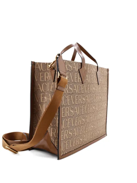 Versace Pre-Owned Allover Logo Convertible Printed Canvas Large tote bag