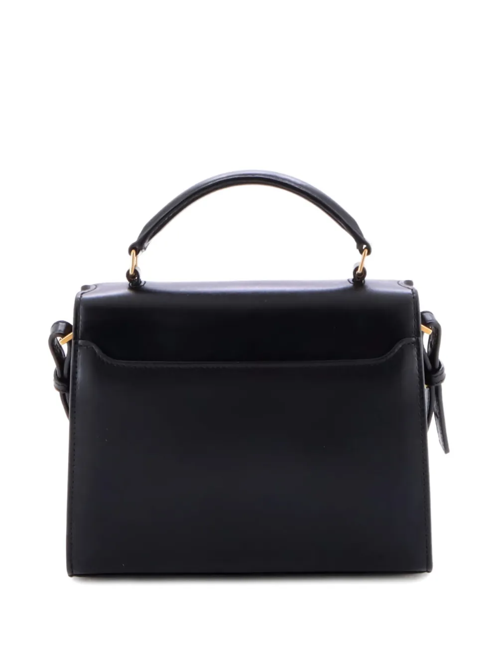 Pre-owned Saint Laurent Cassandra Top Handle Bag Leather Mini Shoulder Bag In Black
