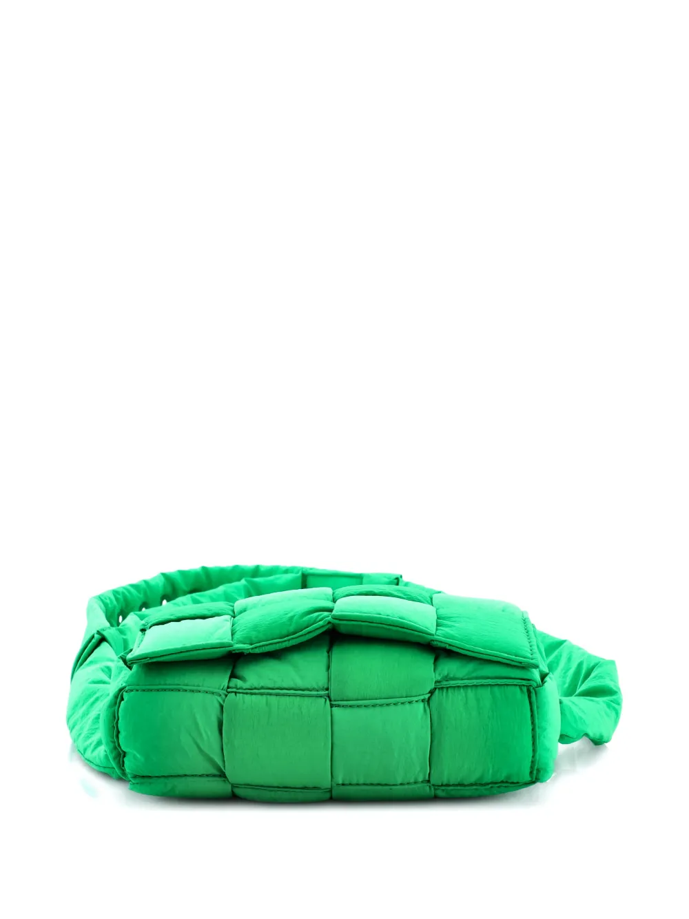 Pre-owned Bottega Veneta Cassette Maxi Intrecciato Nylon Crossbody Bag In Green