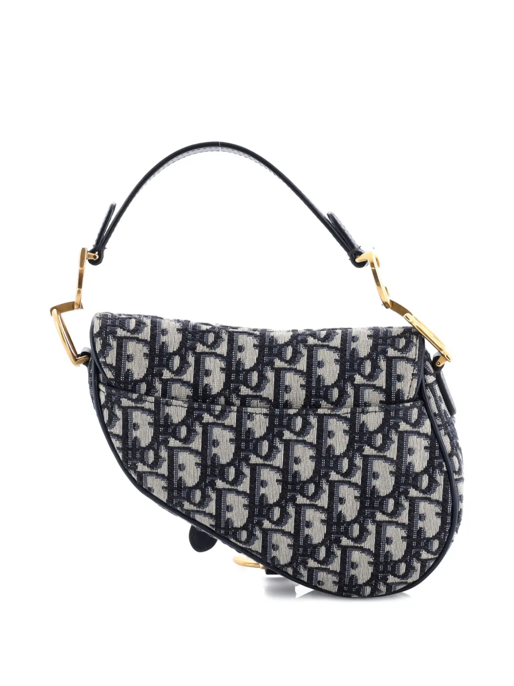 Pre-owned Dior Saddle Handbag Oblique Canvas Mini Shoulder Bag In Blue