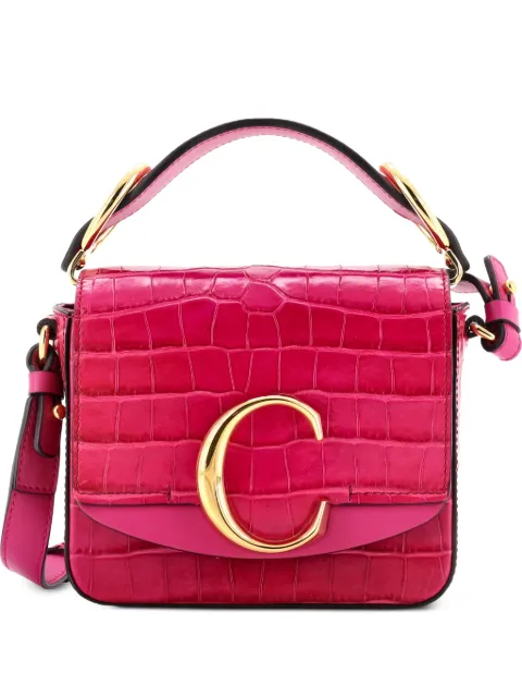 Chloé Pre-Owned C Double Carry Bag Crocodile Embossed Leather Mini shoulder bag