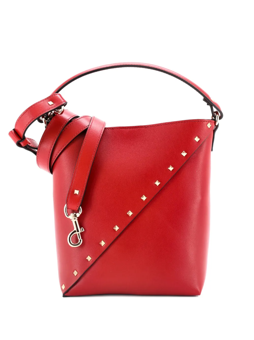 Valentino Garavani Pre-Owned Rockstud Wispy Leather Small bucket bag - Rosso