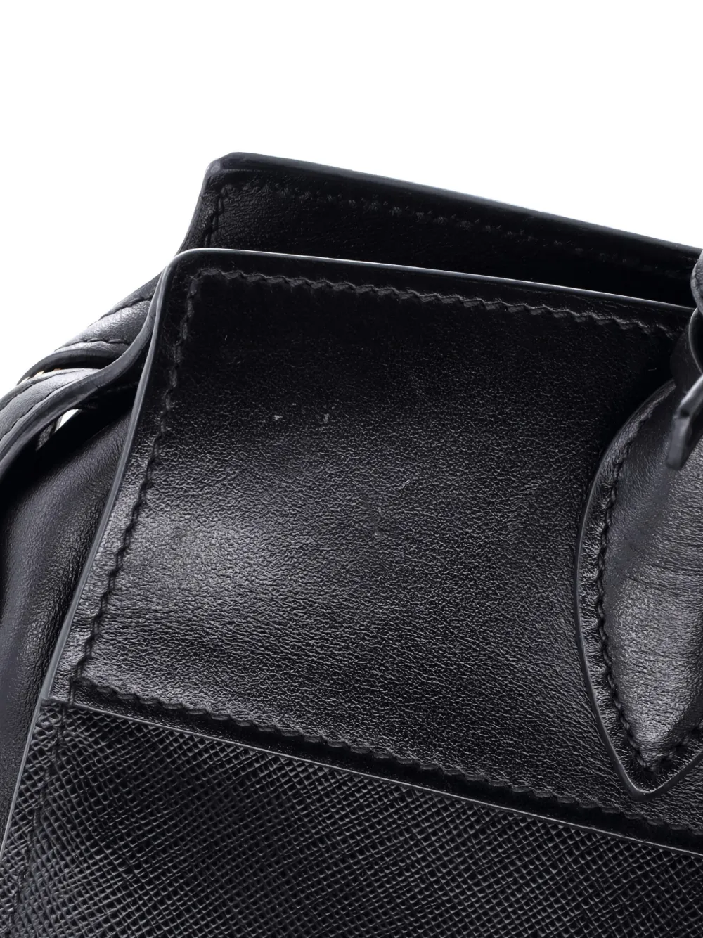 Pre-owned Prada Esplanade Saffiano With City Calf Medium Tote Bag In Black