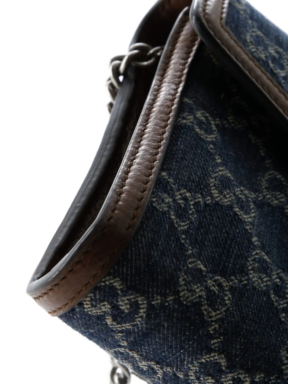 GUCCI Pre-owned Dionysus Chain Wallet Gg Denim Small Crossbody Bag In Blue