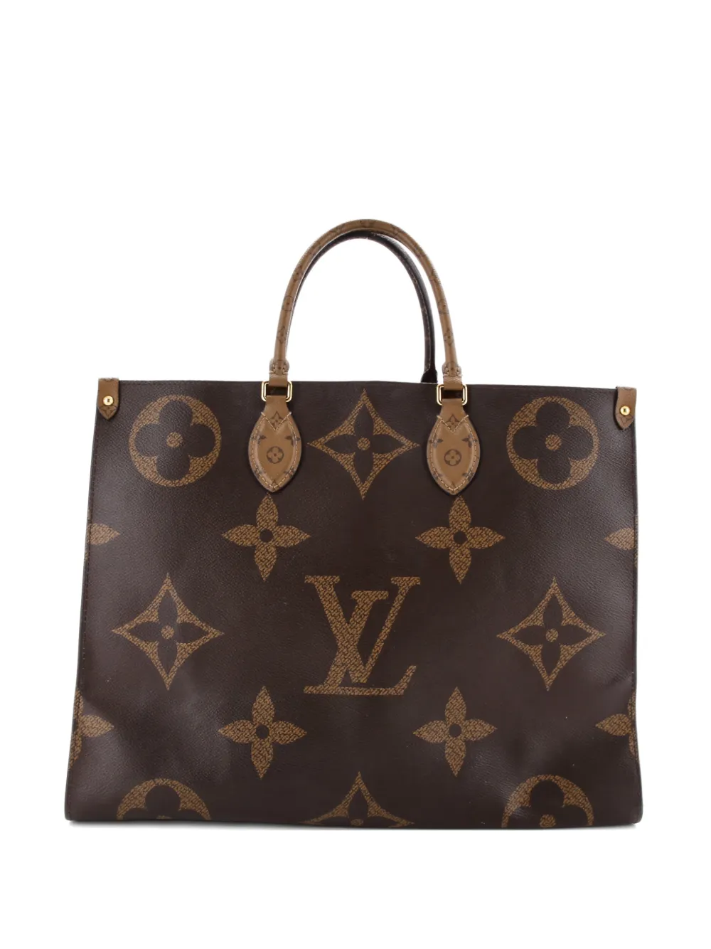 Pre-owned Louis Vuitton Onthego Reverse Monogram Giant Gm Tote Bag In Brown
