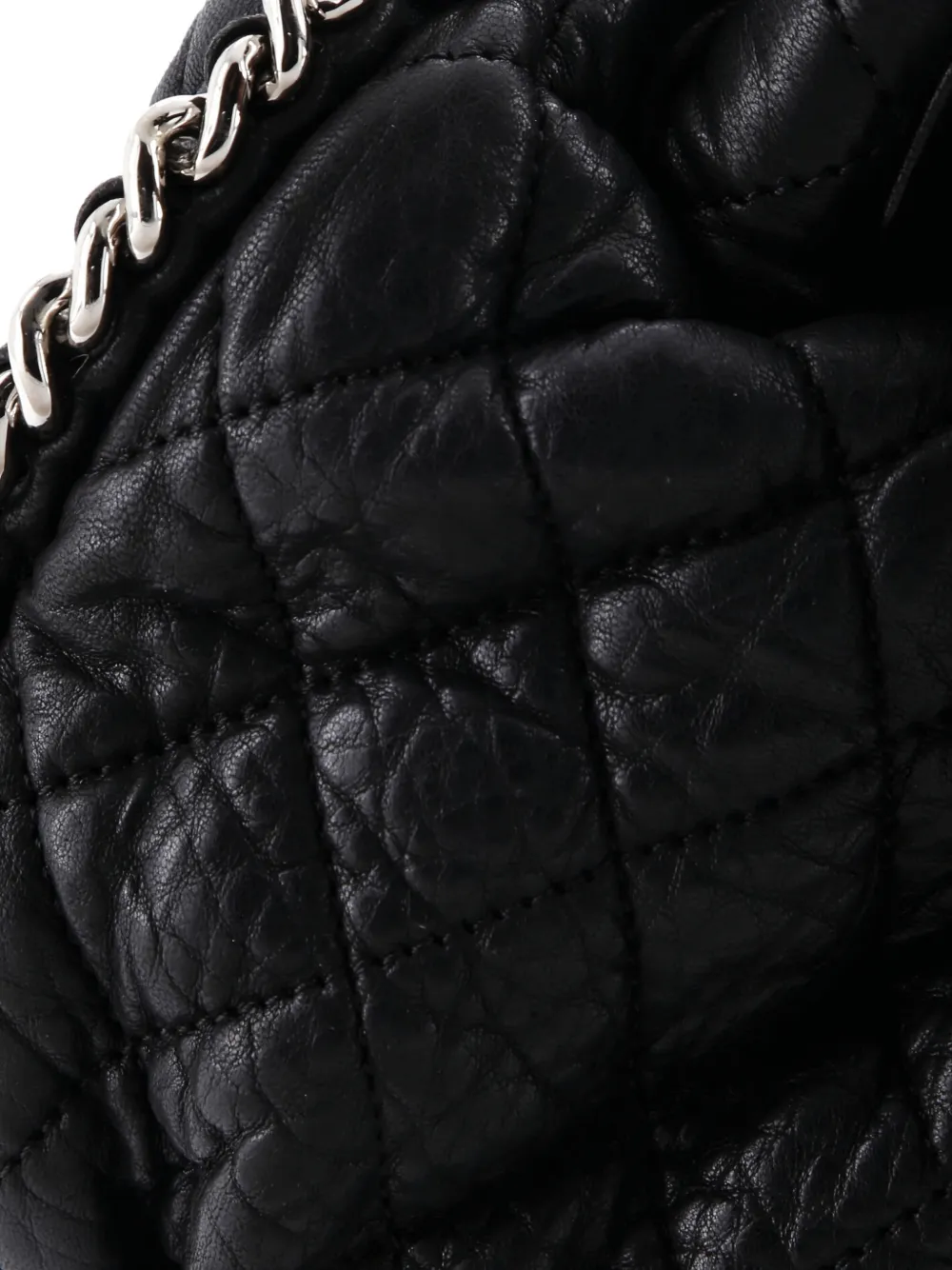 Pre-owned Chanel Chain Around Flap Bag Quilted Leather Large Crossbody Bag In Black