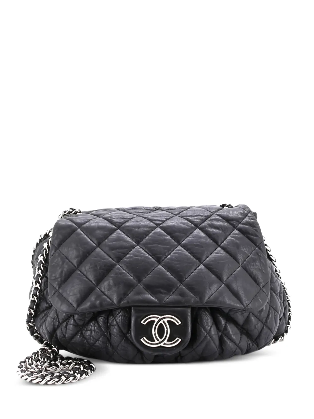 CHANEL Pre-Owned Chain Around Flap Bag Quilted Leather Large crossbody bag - Nero