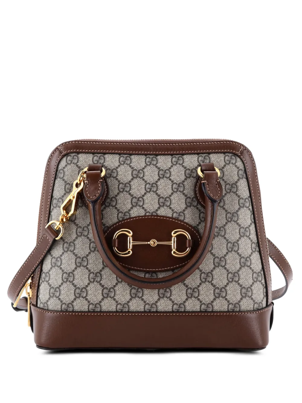 Gucci Pre-Owned Horsebit 1955 Top Handle Bag GG Coated Canvas with Leather Small satchel - Marrone