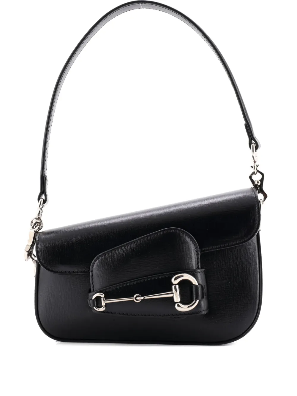 Gucci Pre-Owned Horsebit 1955 Asymmetric Leather Mini shoulder bag - Nero