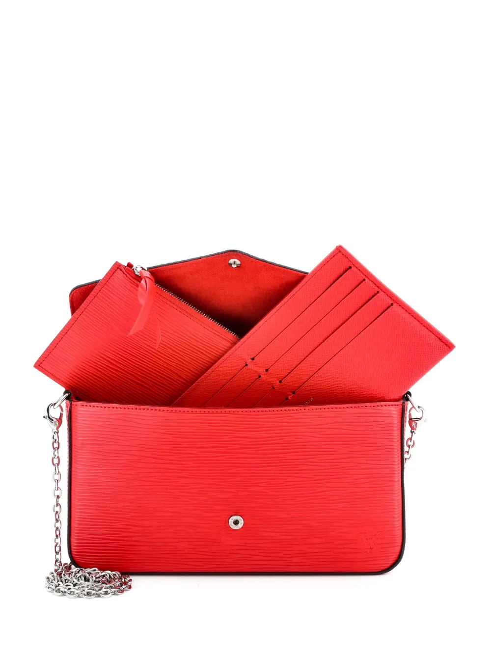 Pre-owned Louis Vuitton Felicie Pochette Epi Leather Crossbody Bag In Red