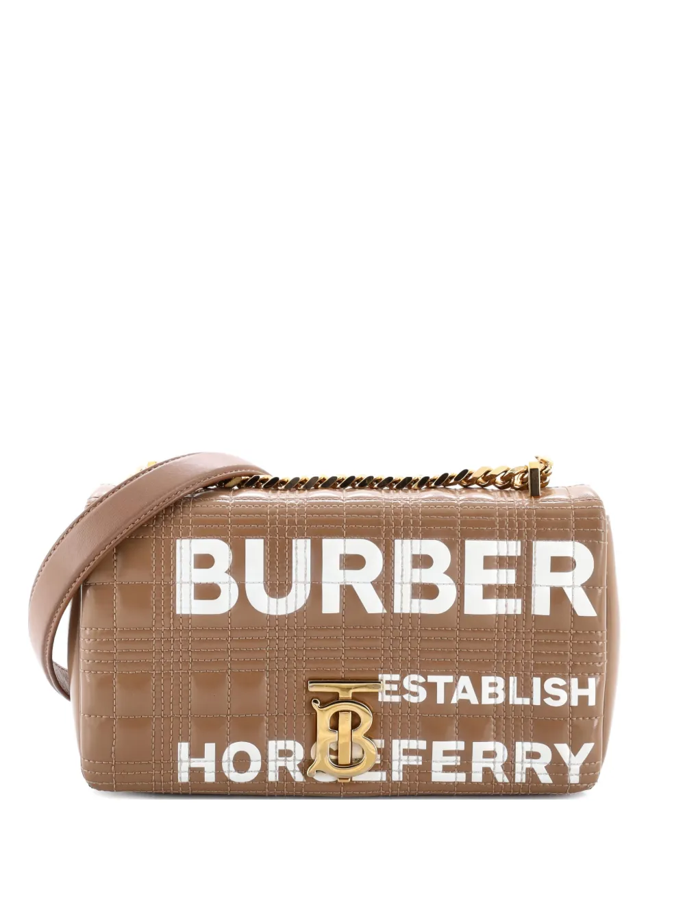 Burberry Pre-Owned Lola Quilted Printed Coated Canvas Small shoulder bag - Nude