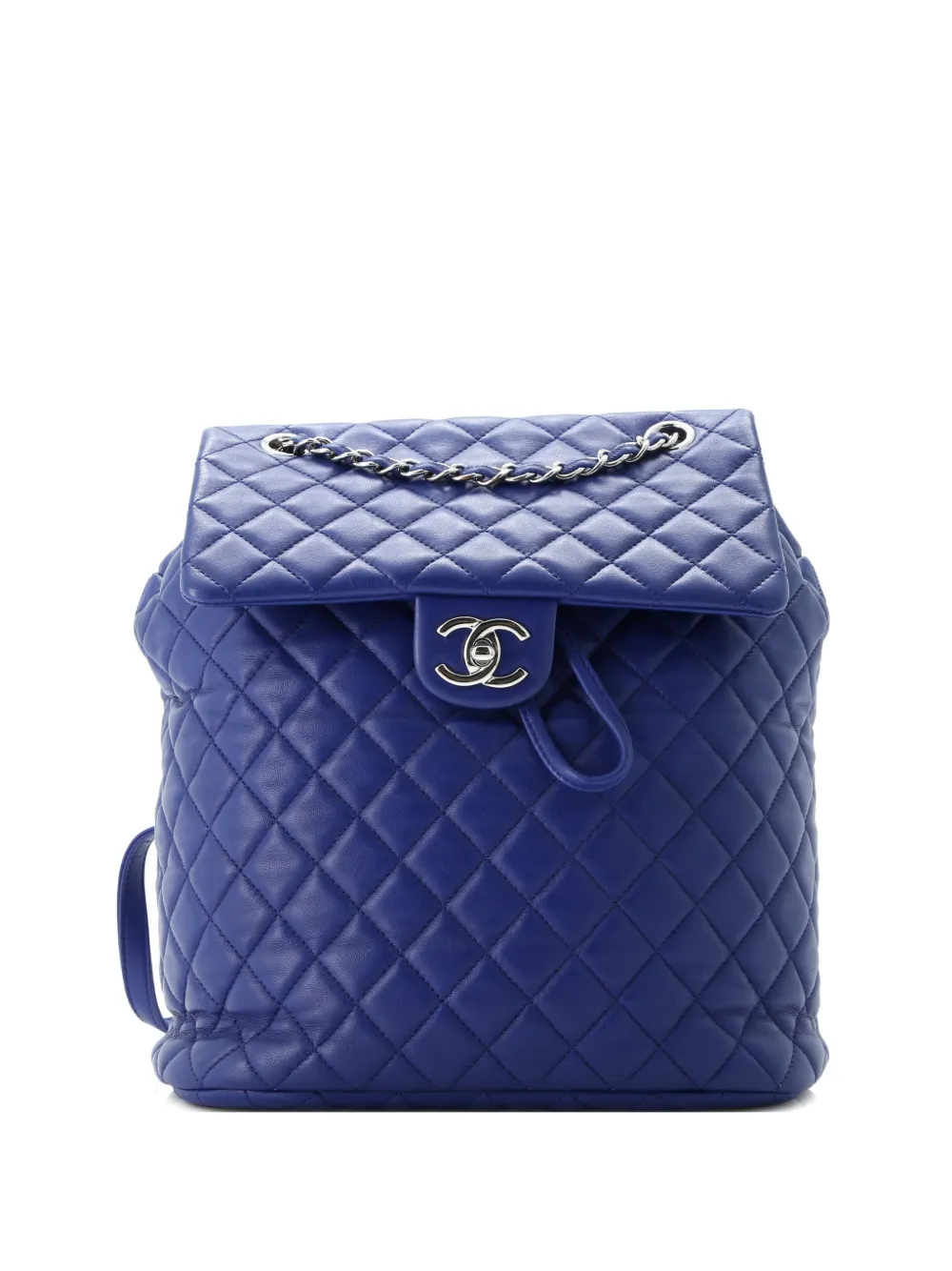 Pre-owned Chanel Urban Spirit Quilted Lambskin Large Backpack In Blue