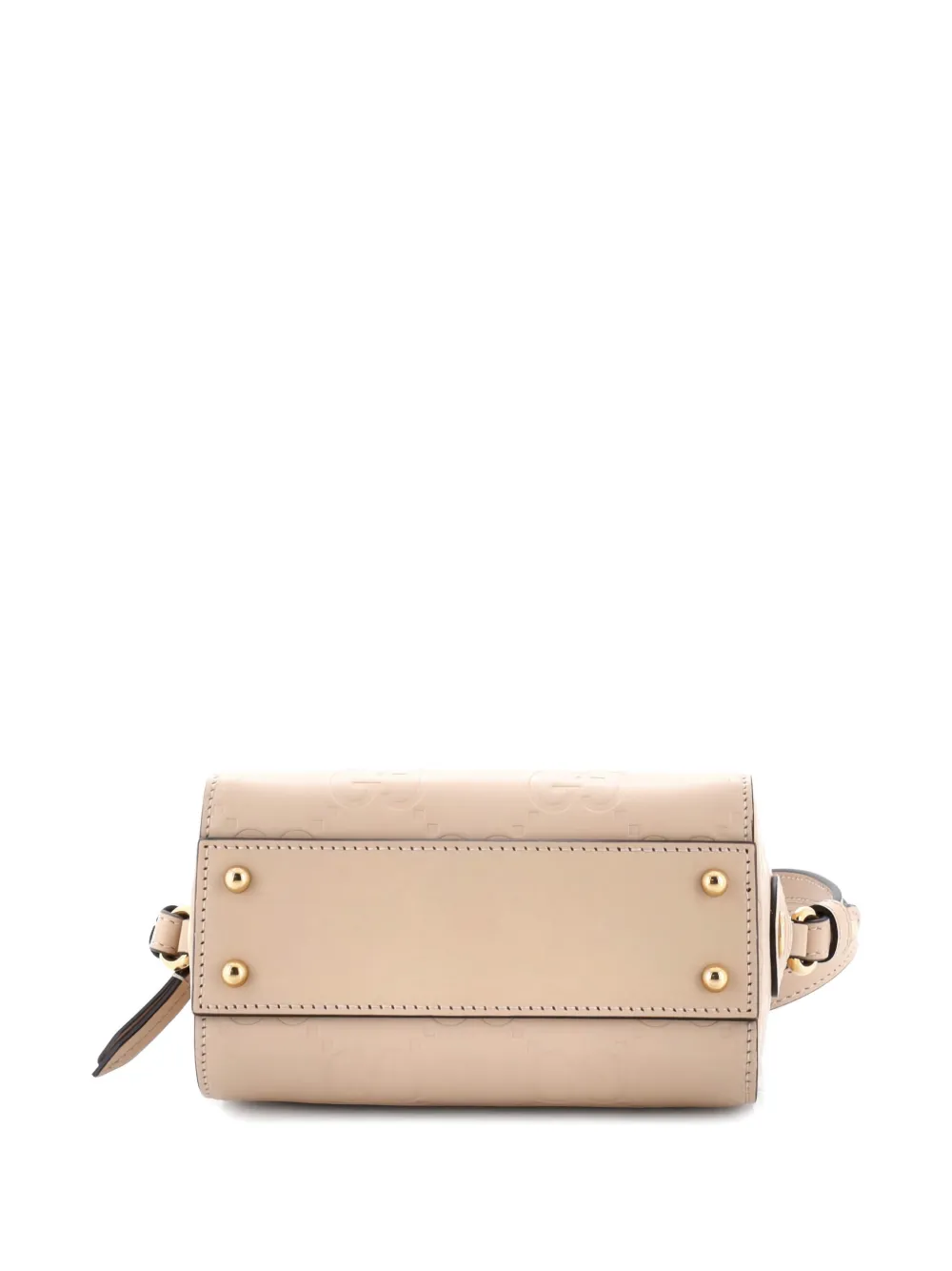 GUCCI Pre-owned Convertible Top Handle Bag Jumbo Gg Embossed Leather Mini Satchel In Neutral