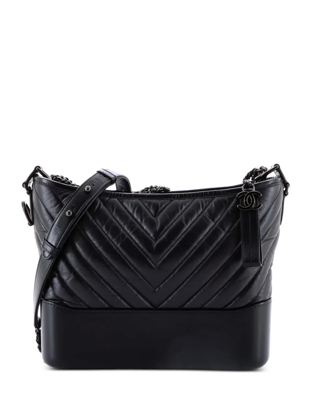 CHANEL Pre-Owned So Black Gabrielle Chevron Aged Calfskin Medium hobo bag - Nero