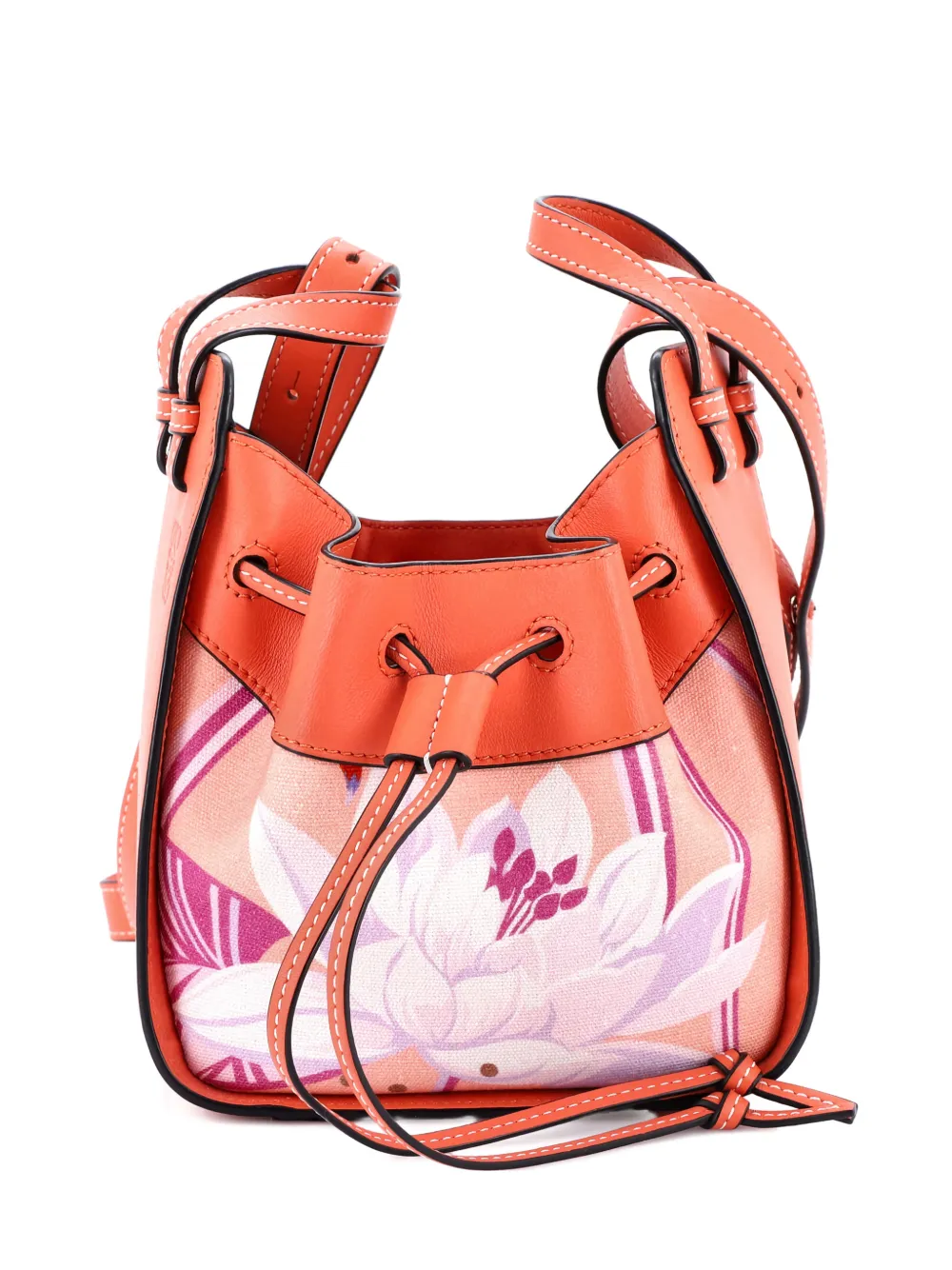 Pre-owned Loewe Hammock Bag Leather And Printed Canvas Mini Crossbody Bag In Pink