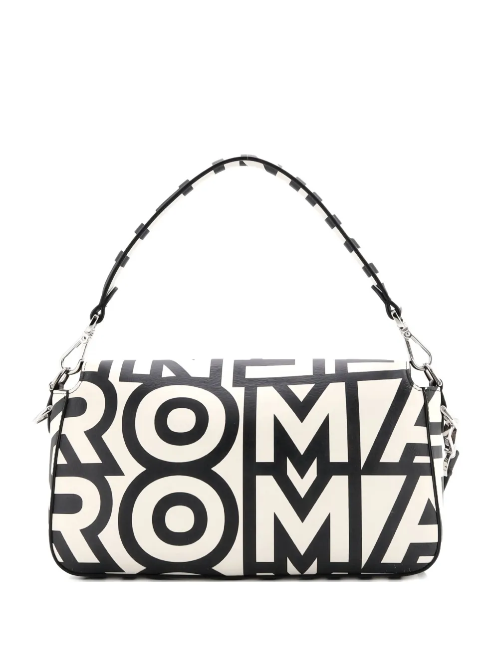 Pre-owned Fendi X Marc Jacobs Baguette Nm Bag Printed Leather Medium Shoulder Bag In White