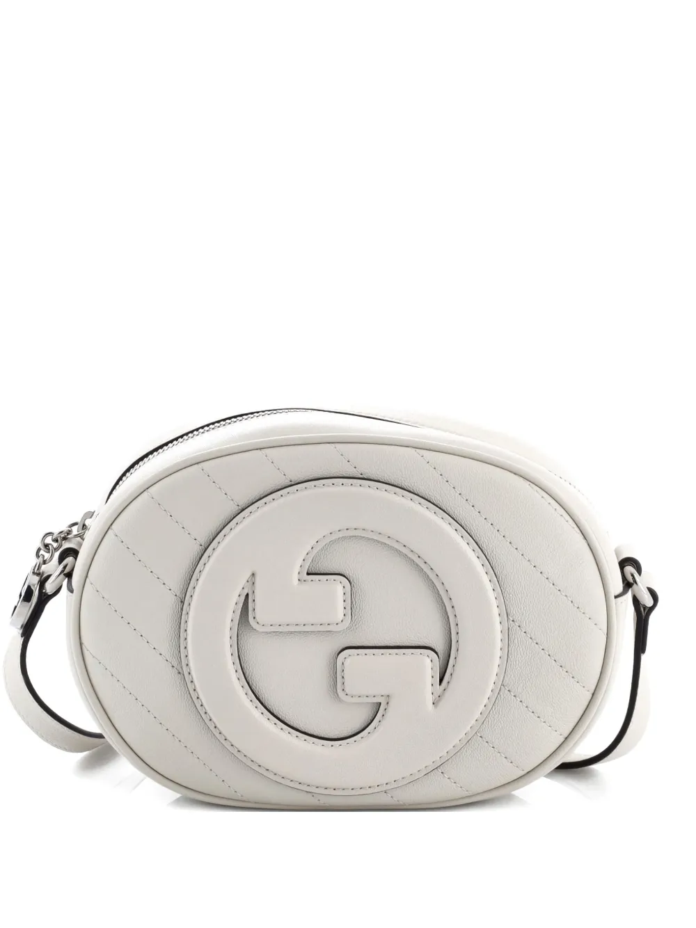 Pre-owned Gucci Blondie Nm Camera Shoulder Bag Diagonal Quilted Leather Small Crossbody Bag In White