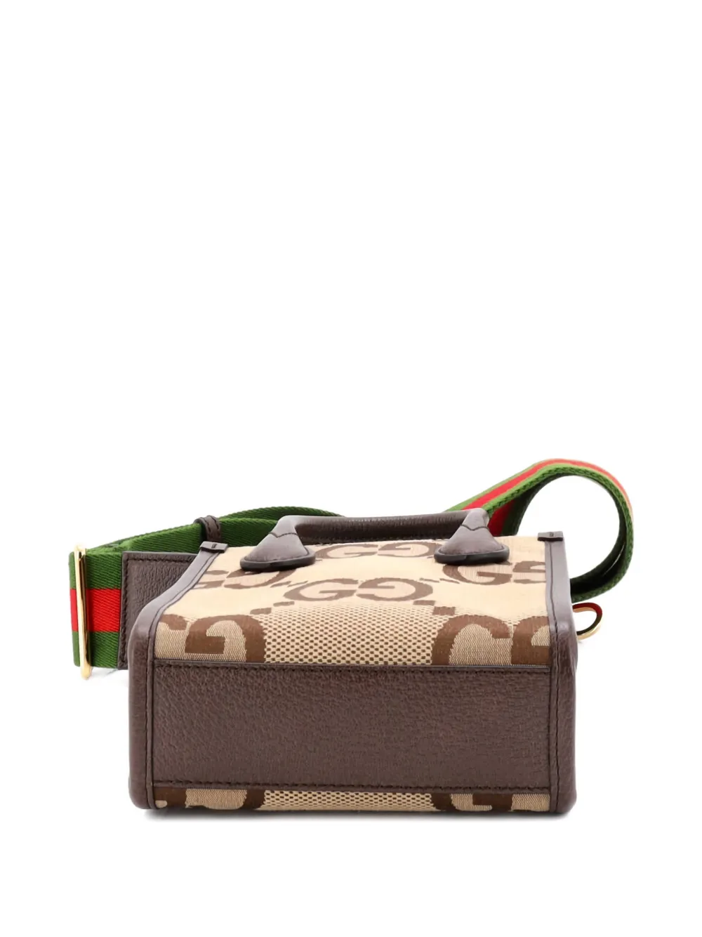 Pre-owned Gucci Vertical Tote Jumbo Gg Canvas Mini Crossbody Bag In Brown