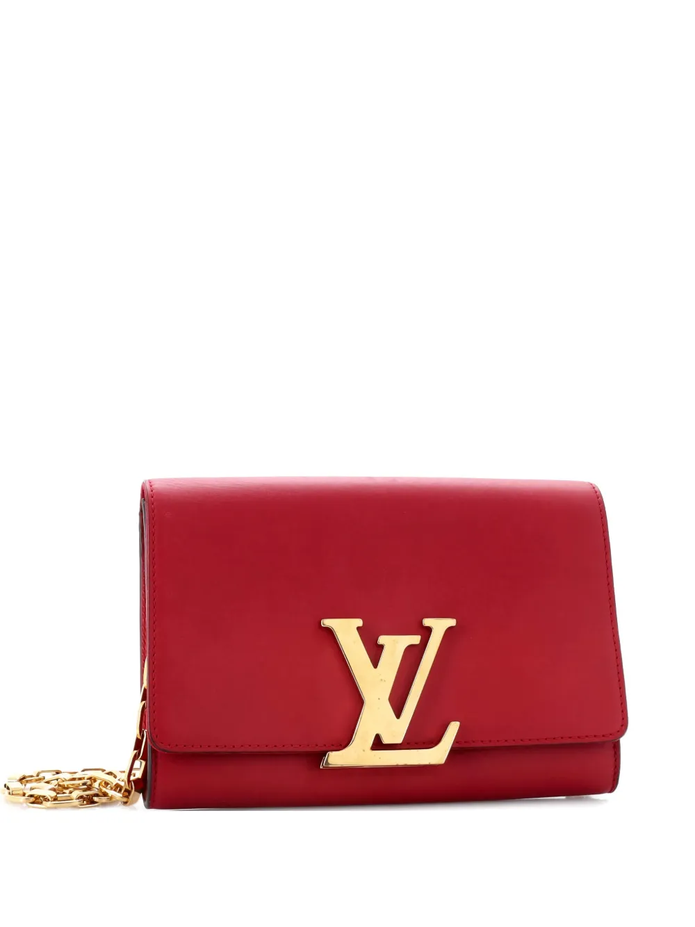 Pre-owned Louis Vuitton Chain Louise Clutch Leather Mm Shoulder Bag In Red