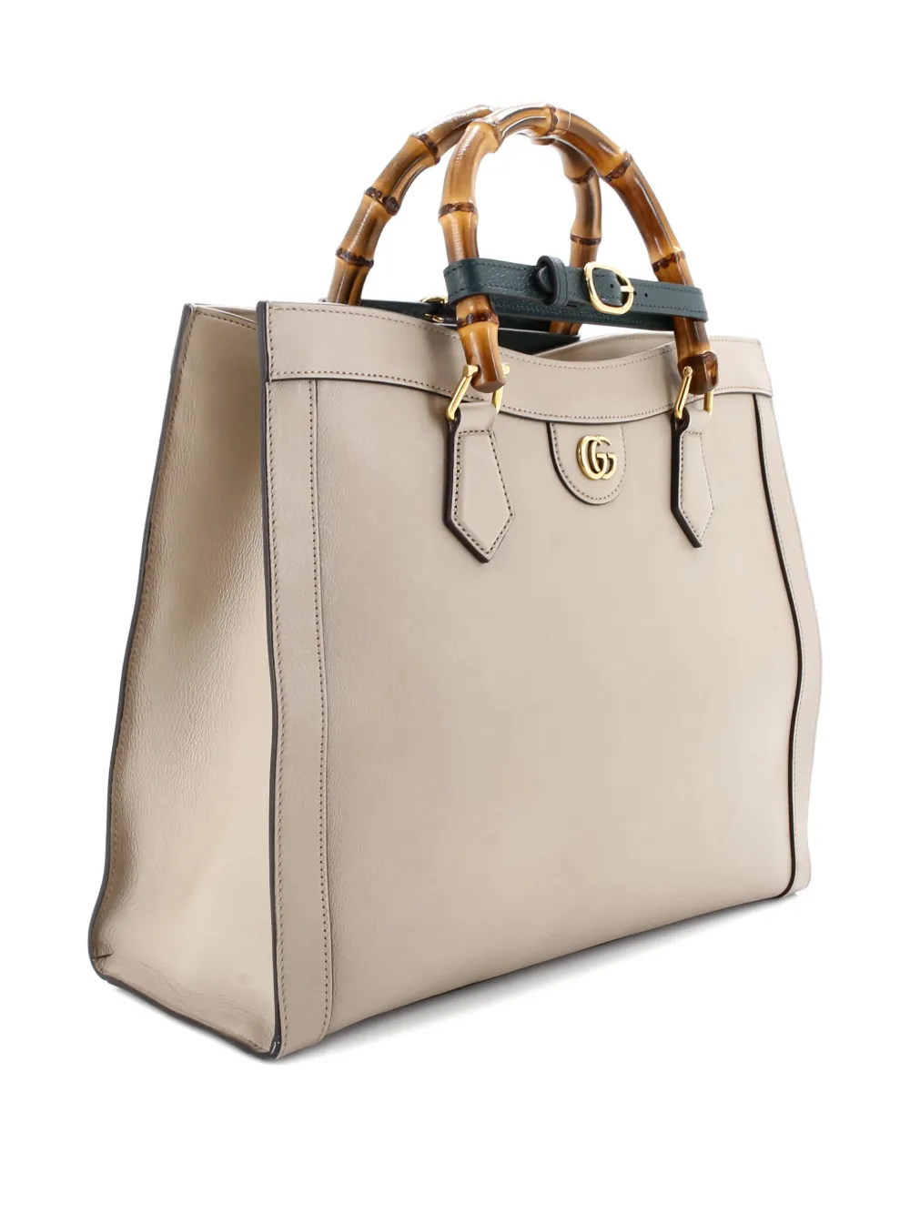 Pre-owned Gucci Diana Nm Bamboo Handle Leather Medium Tote Bag In Neutral