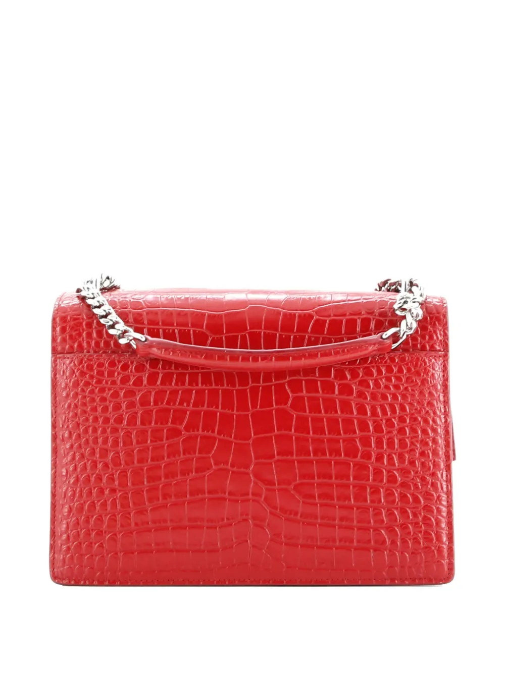 SAINT LAURENT Pre-owned Sunset Crocodile Embossed Leather Medium Crossbody Bag In Red