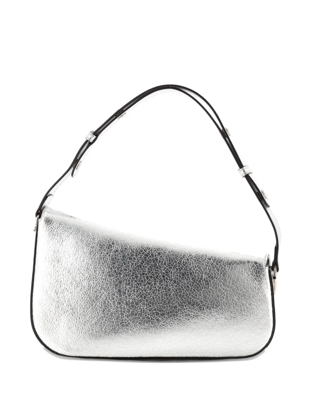 Pre-owned Gucci Horsebit 1955 Asymmetric Leather Small Shoulder Bag In Silver