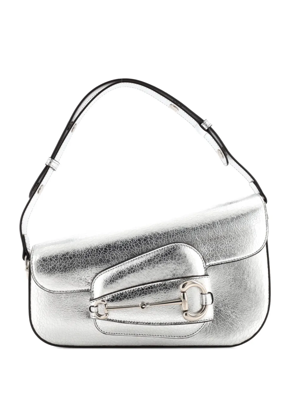 Gucci Pre-Owned Horsebit 1955 Asymmetric Leather Small shoulder bag - Argento