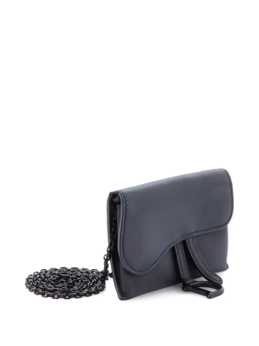 Pre-owned Dior Ultra Matte Saddle Nano Pouch Leather Belt Bag In Black