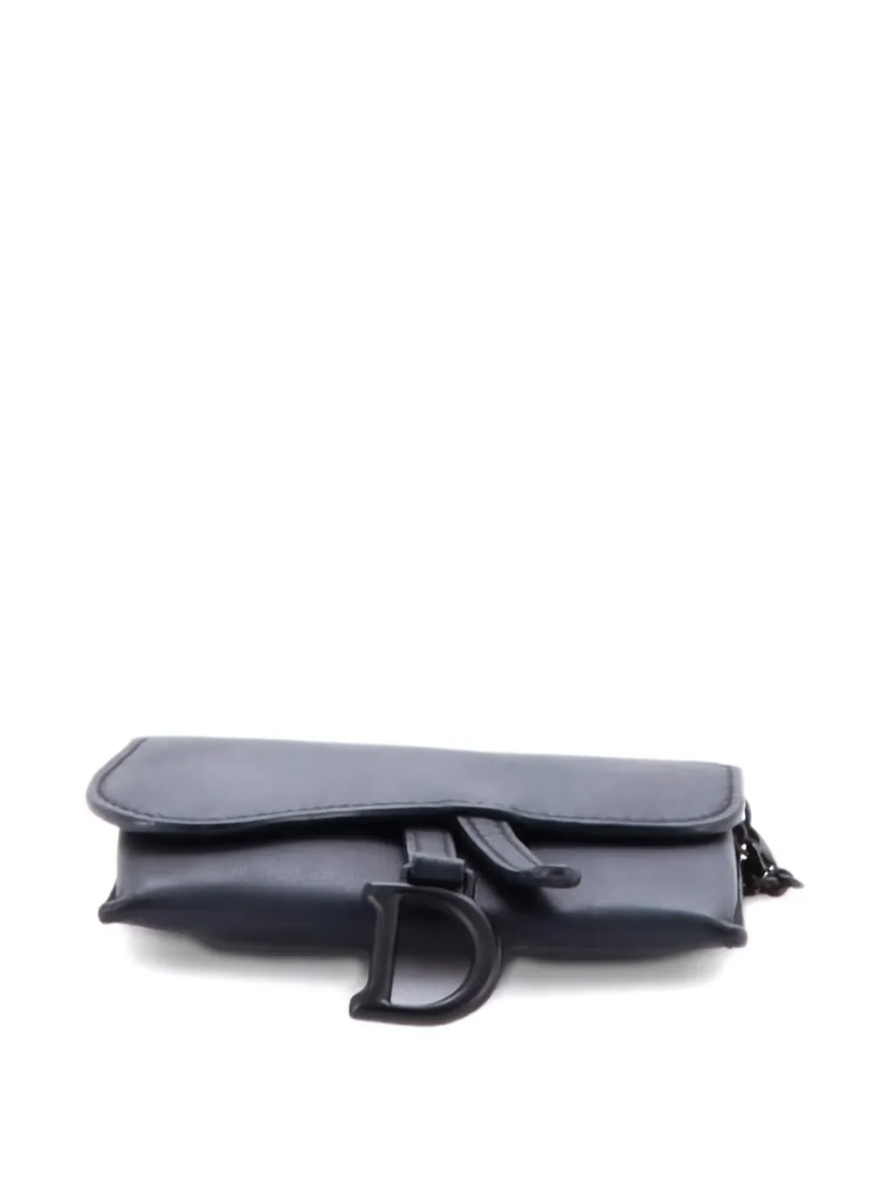 Pre-owned Dior Ultra Matte Saddle Nano Pouch Leather Belt Bag In Black
