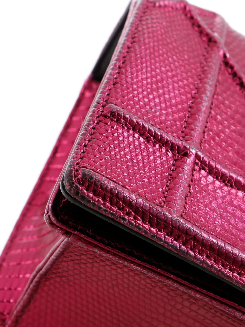 Pre-owned Dior Ama Flap Bag Lizard Medium Shoulder Bag In Pink