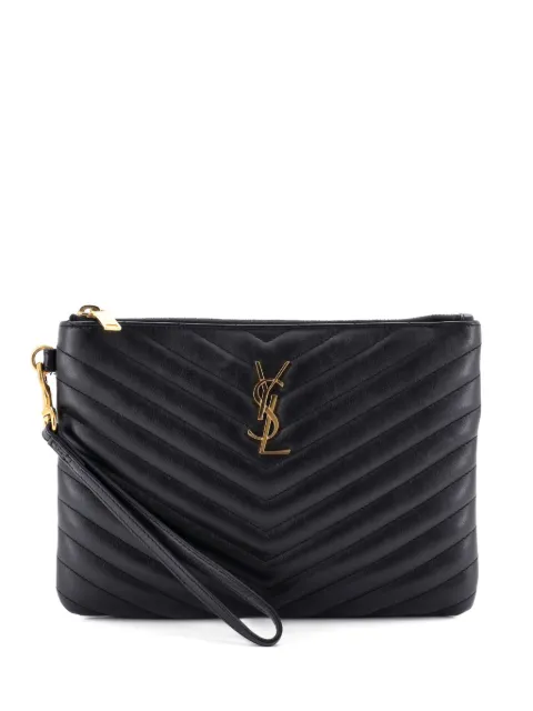 Saint Laurent Pre-Owned Classic Monogram Wristlet Pouch Matelasse Chevron Leather Small clutch bag