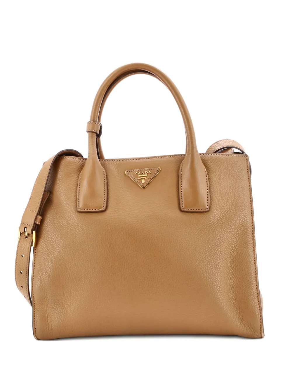 Pre-owned Prada Convertible Shopping Vitello Daino Medium Tote Bag In Neutral