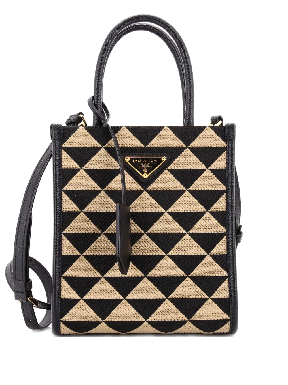 Prada Pre-Owned Symbole Shopper Tote Jacquard Mini crossbody bag - Nero