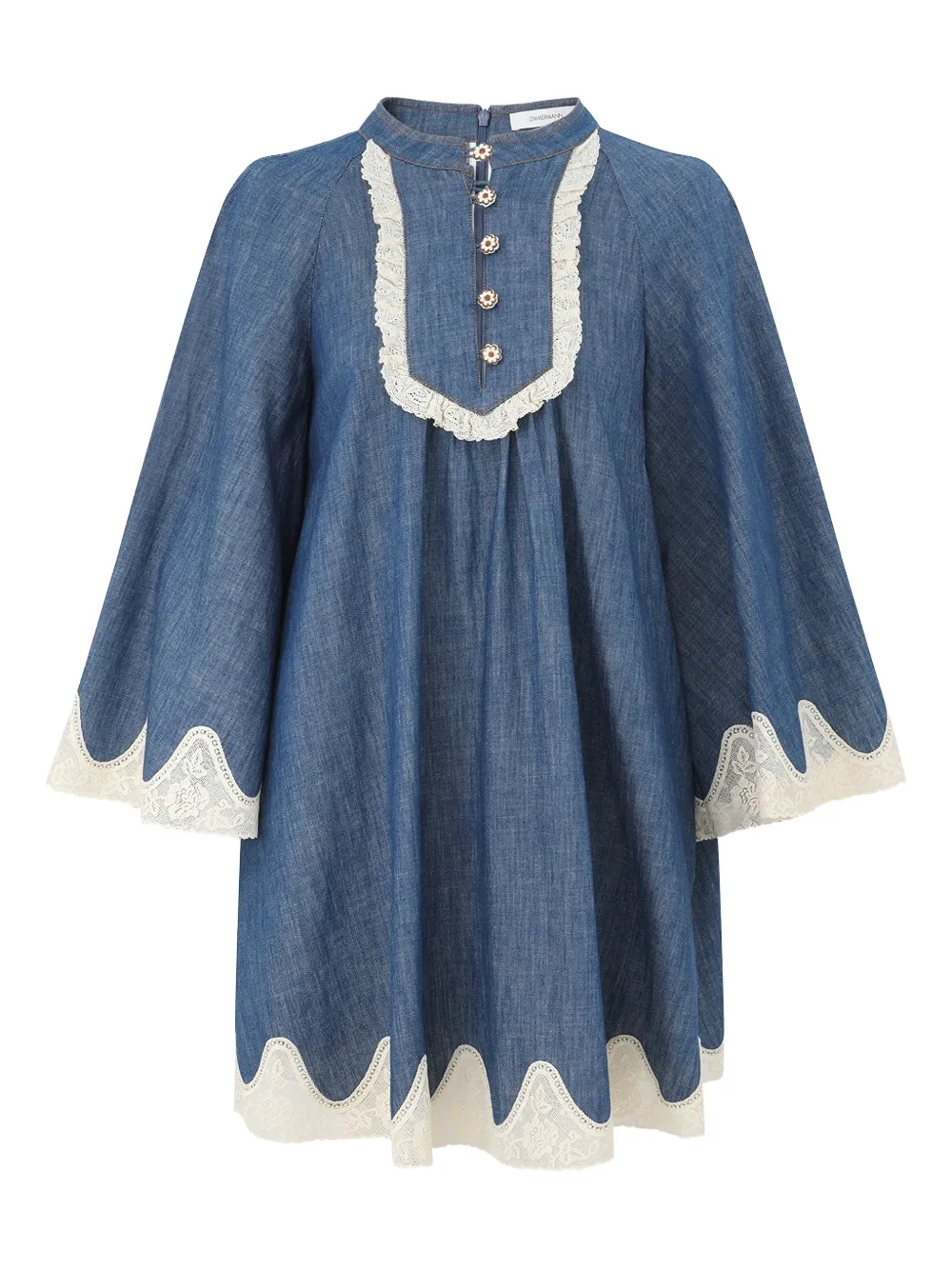 Zimmermann Lace-trim Mini Dress In Blue