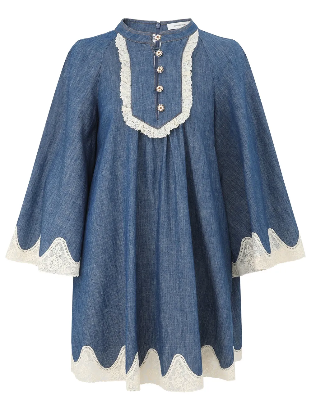 ZIMMERMANN lace-trim mini dress - Blauw