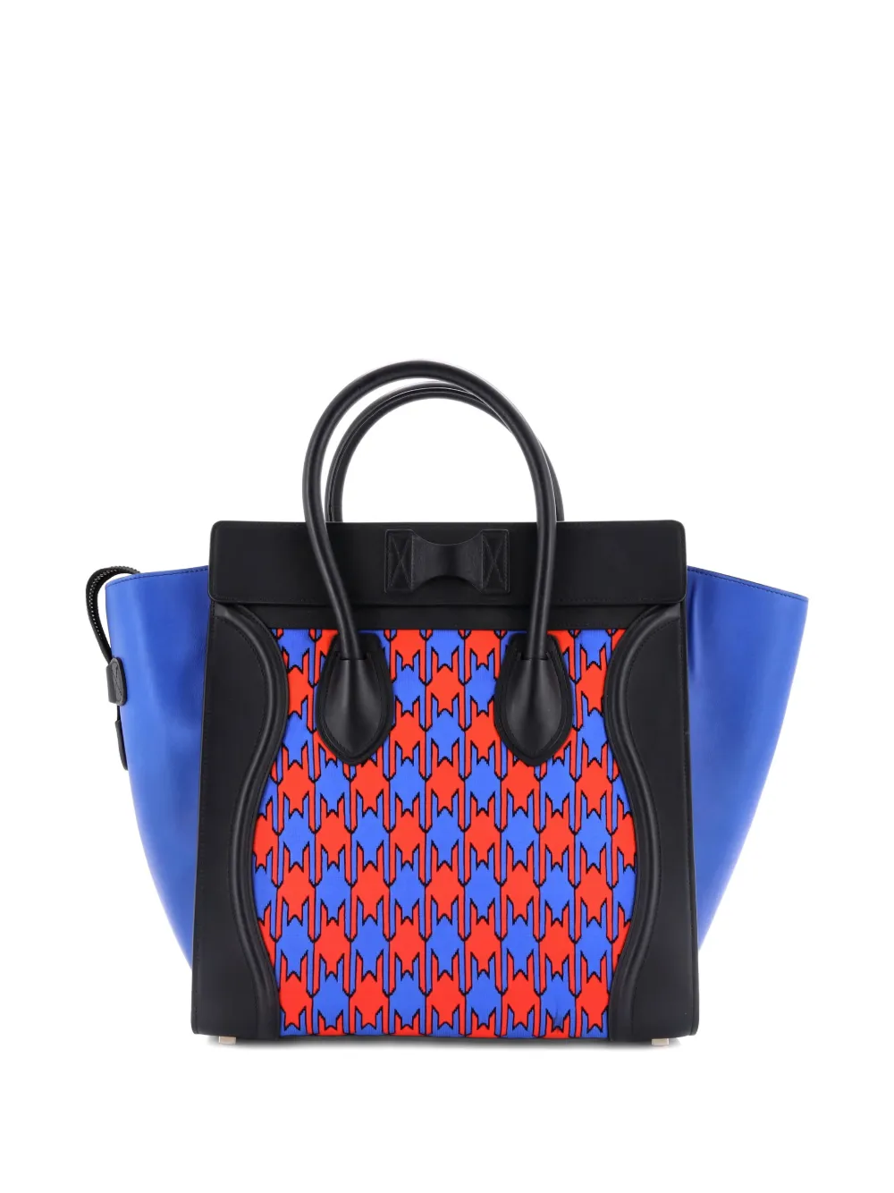 Pre-owned Celine Luggage Bag Printed Textile And Leather Mini Satchel In Black