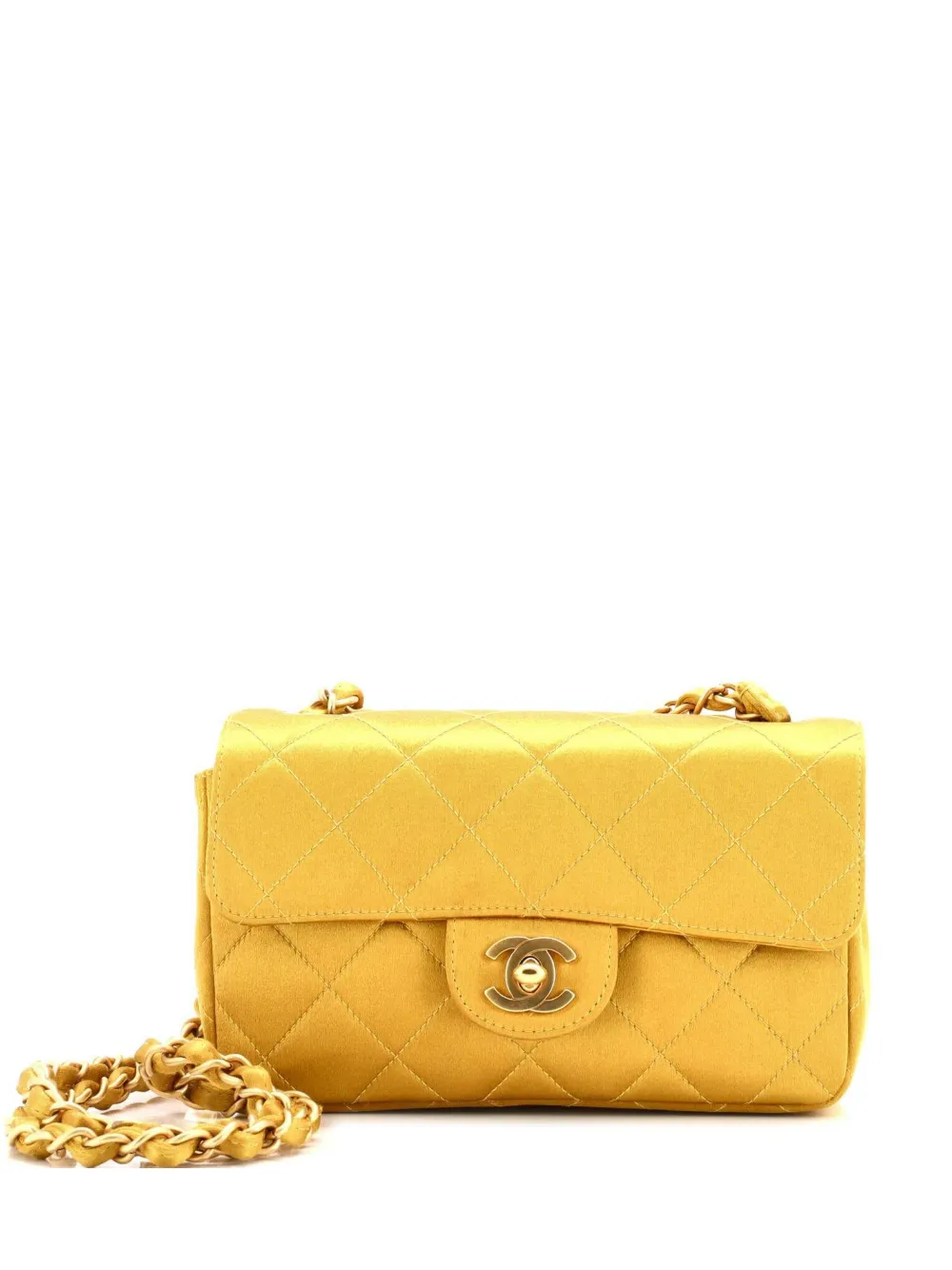 CHANEL Pre-Owned Classic Single Flap Bag Quilted Satin Mini crossbody bag - Oro